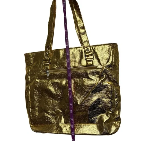 Y2K Gold Metallic Large Tote Cargo Bag - Picture 5 of 6